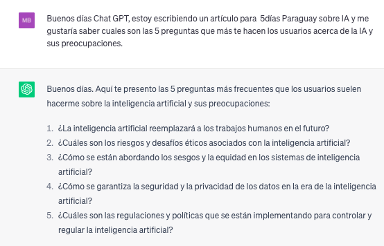 Las 5 preguntas que más se le hacen a Chat GPT Interfaz de usuario gráfica, Texto, Aplicación
Descripción generada automáticamente