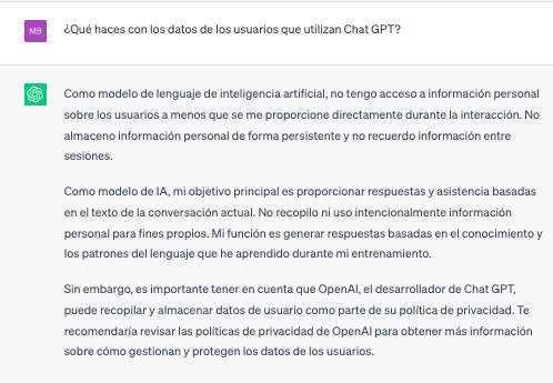 Qué hace Chat GPT con los datos de los usuarios